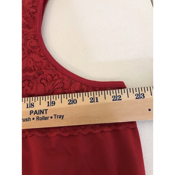 Lace Trimmed Tank Cami Womans 22/24W Red Stretch Valentine Coquette Whimsy NWT - Picture 7 of 8